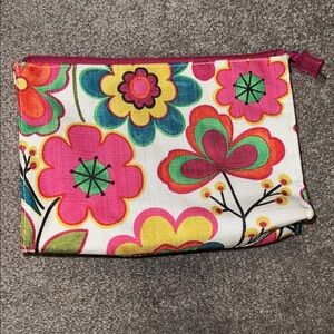 Clinique Floral Cosmetic Bag - Pink, Yellow, Green